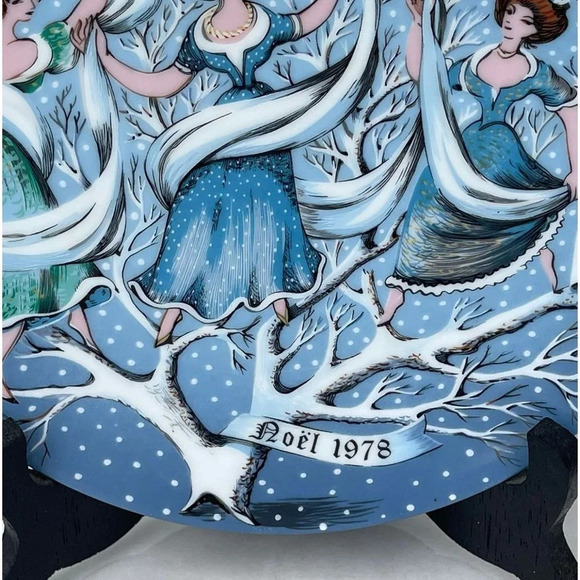 Haviland Limoges Nine Ladies Dancing Number 9 12 Days of Christmas Series Blue S - Picture 8 of 10